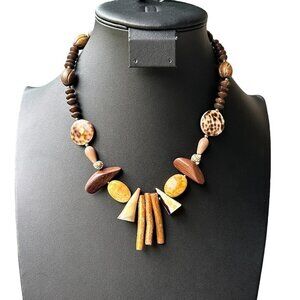 Barse Necklace 925 Sterling Silver Chain Spacer Beads‎ Shells Wood Stone 18"